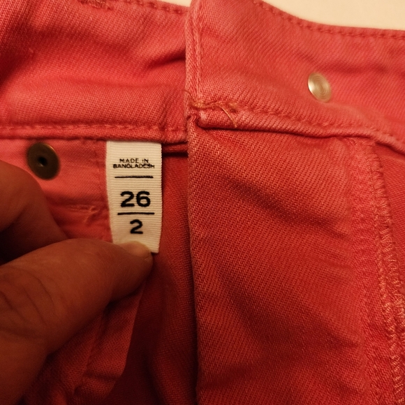 Loft Coral Pink Denim Mini Skirt With Frayed Hem Size 2 - Picture 12 of 12